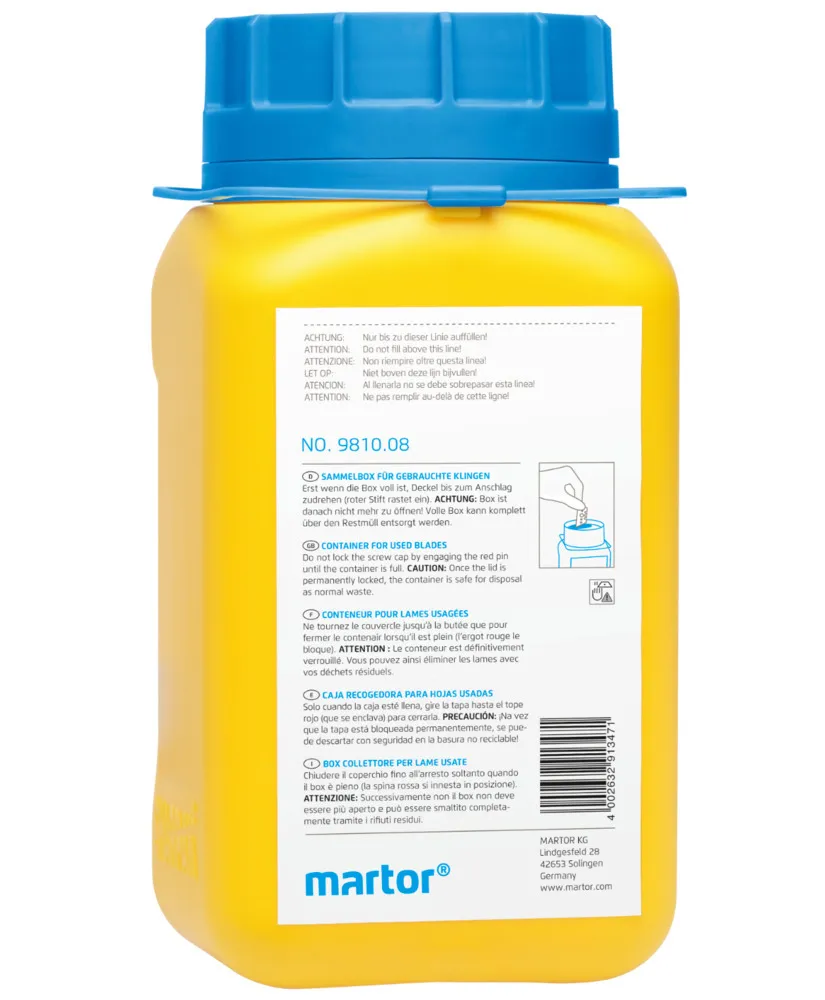 Boîte de collecte MARTOR pour les lames usagées, pour l'élimination et le recyclage des lames