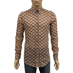 Chemise Dolce & Gabbana T S 15 3/4 imprimé fleuri beige rosé/orangé