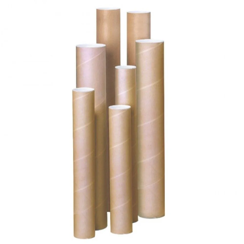 Tube kraft à bouchons plastiques 70x1220mm