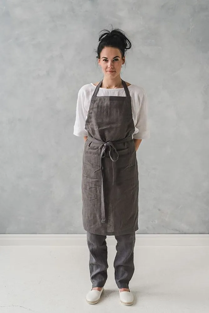 Unisex full bib linen apron in various colors